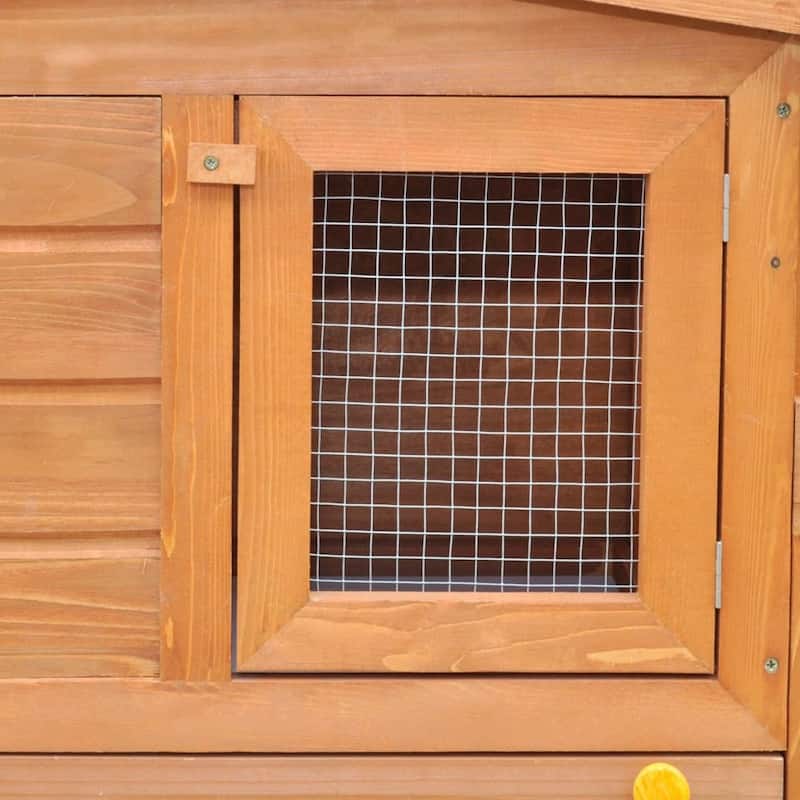vidaXL Large Rabbit Hutch Small Animal House Pet Cage with 2 Runs Wood - 74.8"x18.1"x33.5"