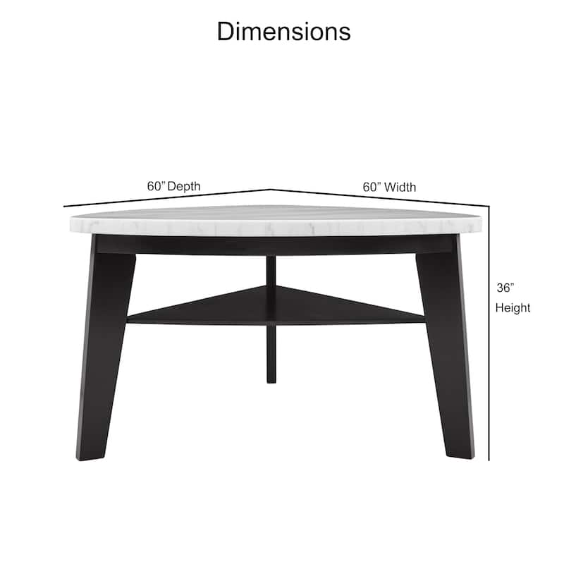Steve Silver Concordia White Marble Top 60-Inch Counter Height Dining Table - Black