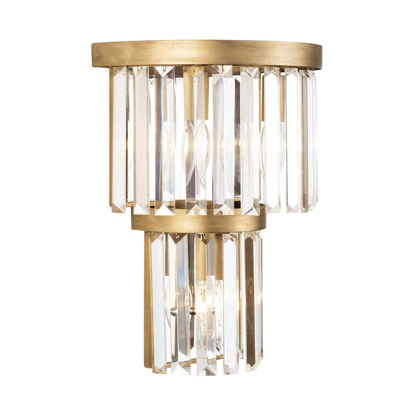 Varaluz Social Club 3-Light 2-Tier Crystal Wall Sconce - Havana Gold