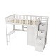 preview thumbnail 11 of 53, Loft Bed with Bookshelf,Drawers,Desk,and Wardrobe