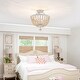 preview thumbnail 16 of 16, Vintage Farmhouse 3 - Light 17" Wood Beaded Semi Flush Mount Lighting