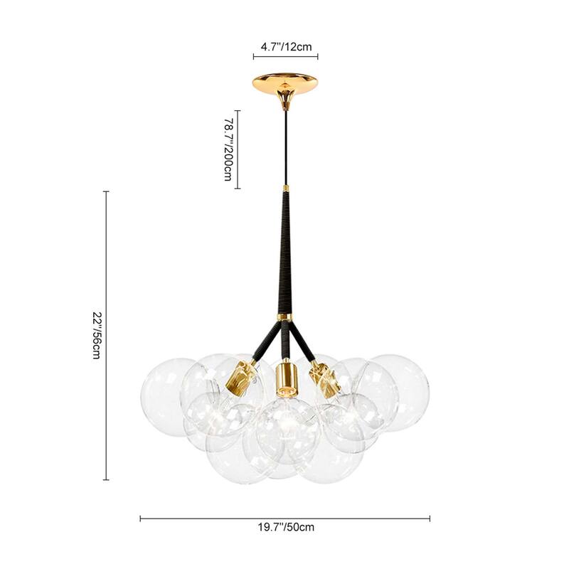 3-Light Modern Glam Sputnik Cluster Glass Globe Bubble Chandelier with 9 Clear Glass Globe Shade