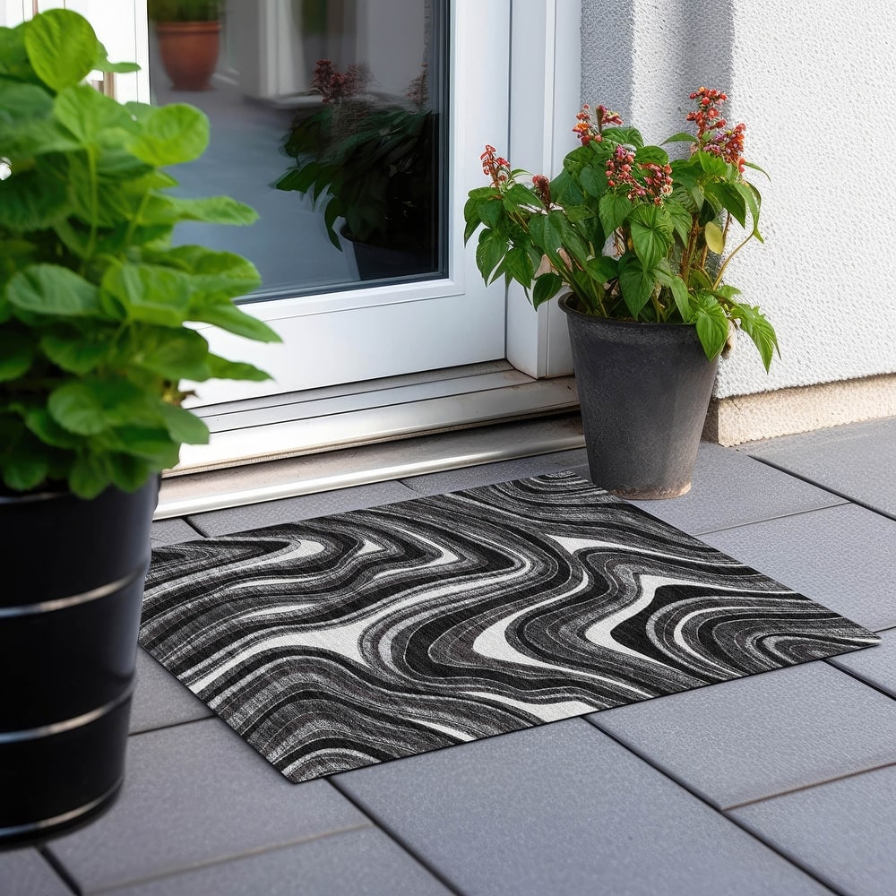 Machine Washable Indoor/ Outdoor Chantille Contemporary Abstract Rug