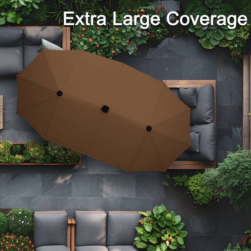 Autlaycil 13ft Extra Large Patio Umbrella with Solar Lights(Without Base)