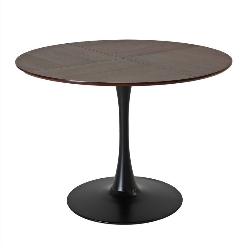 47.24" Modern Round Dining Table,Four Patchwork Tabletops - 42.13" - Brown