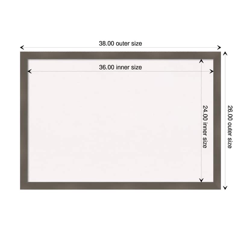 Edwin Clay Grey Wood Framed White Corkboard Bulletin Board - Board Size 36x24