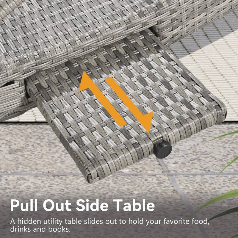 Outdoor Wicker Chaise Lounge Chairs Set of 2