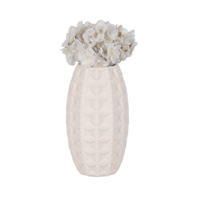 Sagebrook Home Alexander 3D Printed Vase, Ivory/Beige, Bud