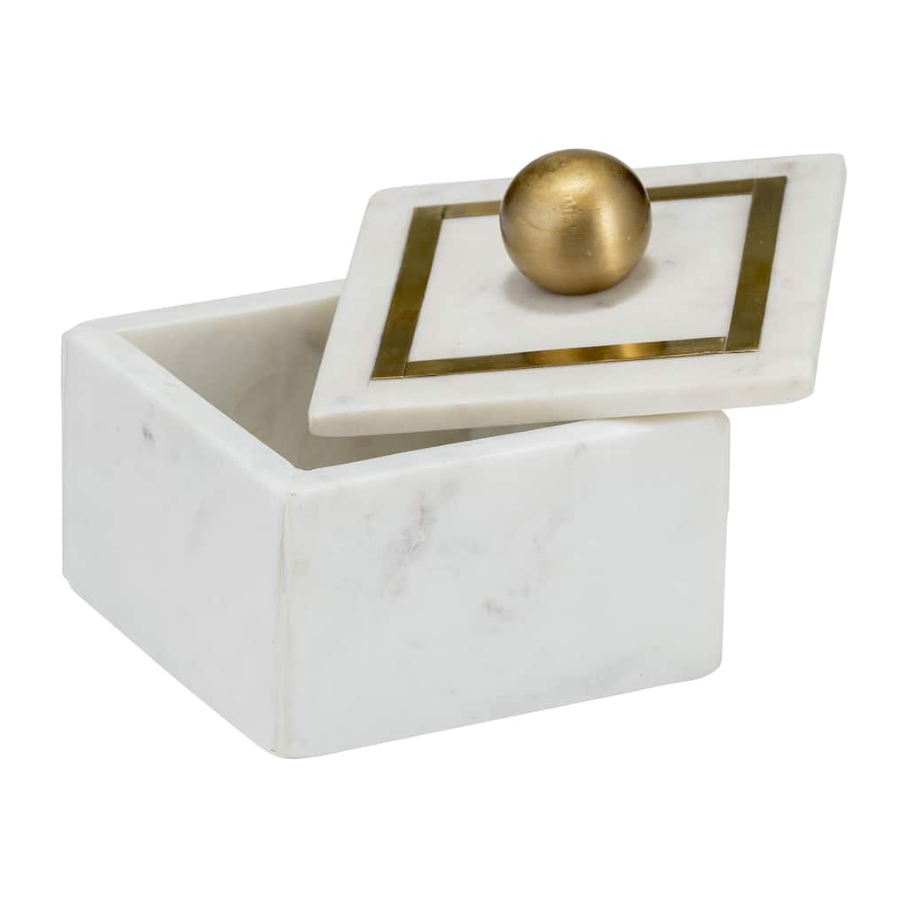 Marble Rectangular Box with Removable Lid - Home Decor