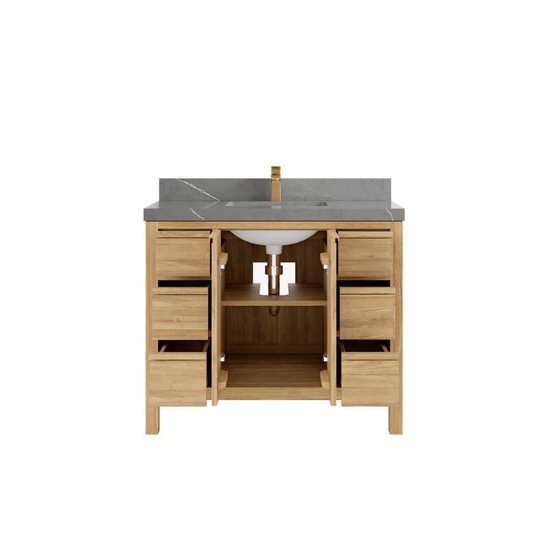 Willow Collections 42 in. W x 22 in. D Elizabeth Solid Teak Single Sink Bathroom Vanity with Countertop
