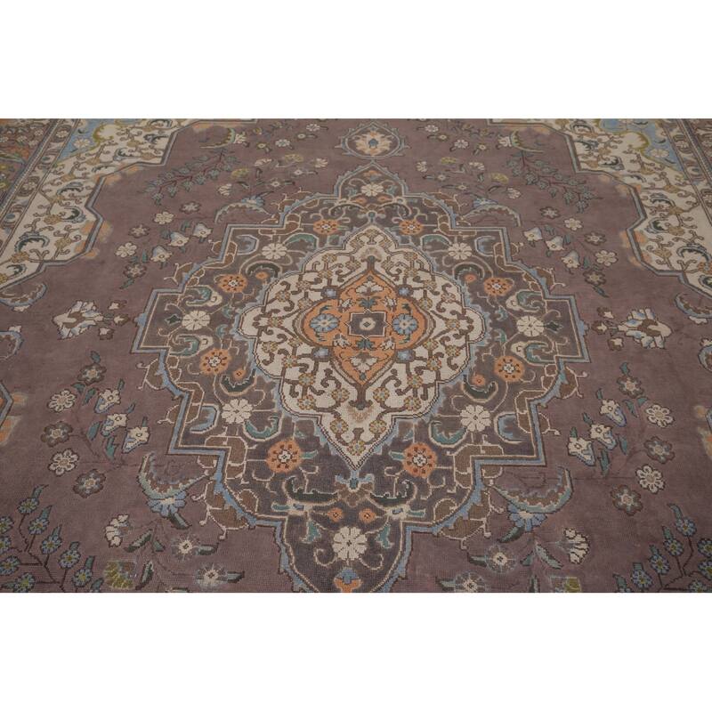 Tabriz Persian Vintage Area Rug Living Room Handmade Wool Carpet - 9'3" x 12'9"