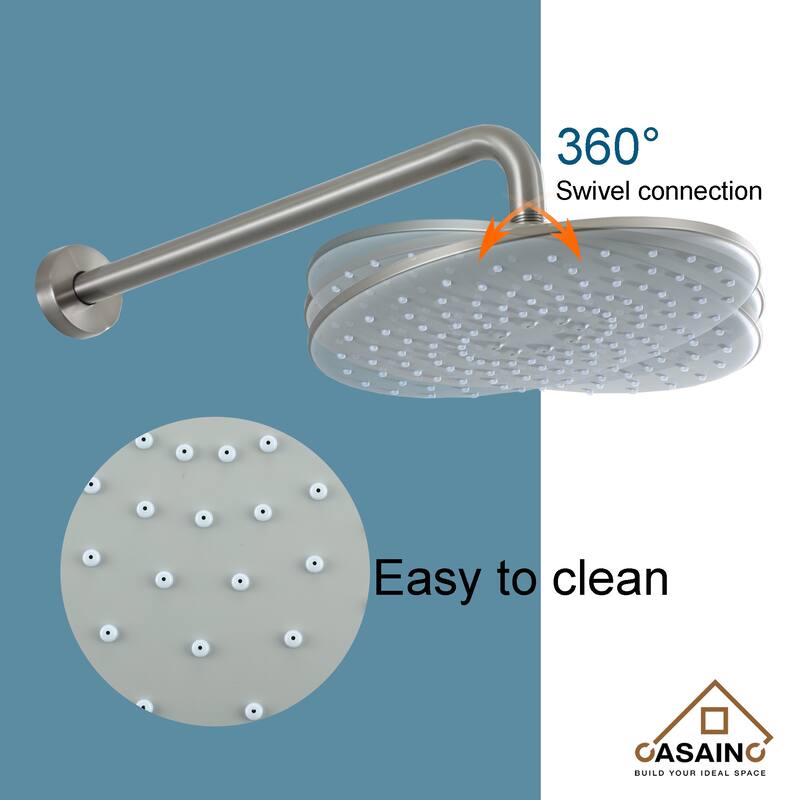 Single-Handle 1-Spray Pattern 10 in. with 1.8 GPM Wall Mount Square Shower Faucet - 9 inch