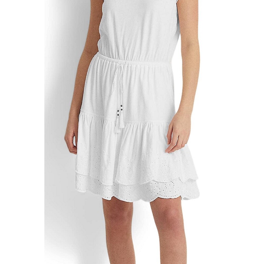 Lauren Ralph Lauren Women's Eyelet Jersey Dress White Size 12 - Bed Bath &  Beyond - 40642100