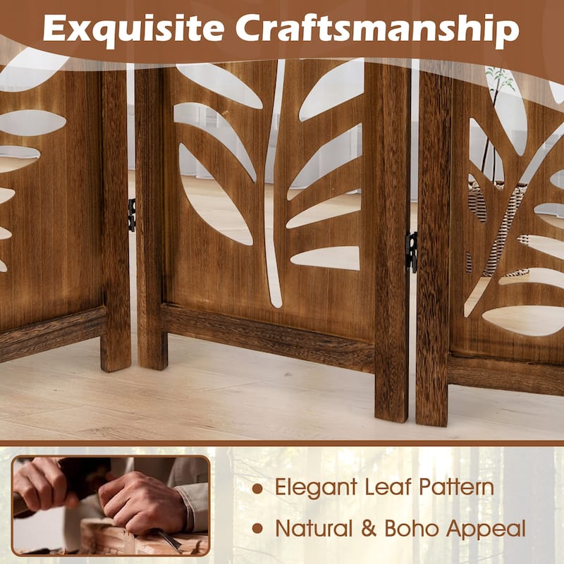 Gymax 6-Panel 5.6 FT Folding Partition Stand w/Double Action Metal