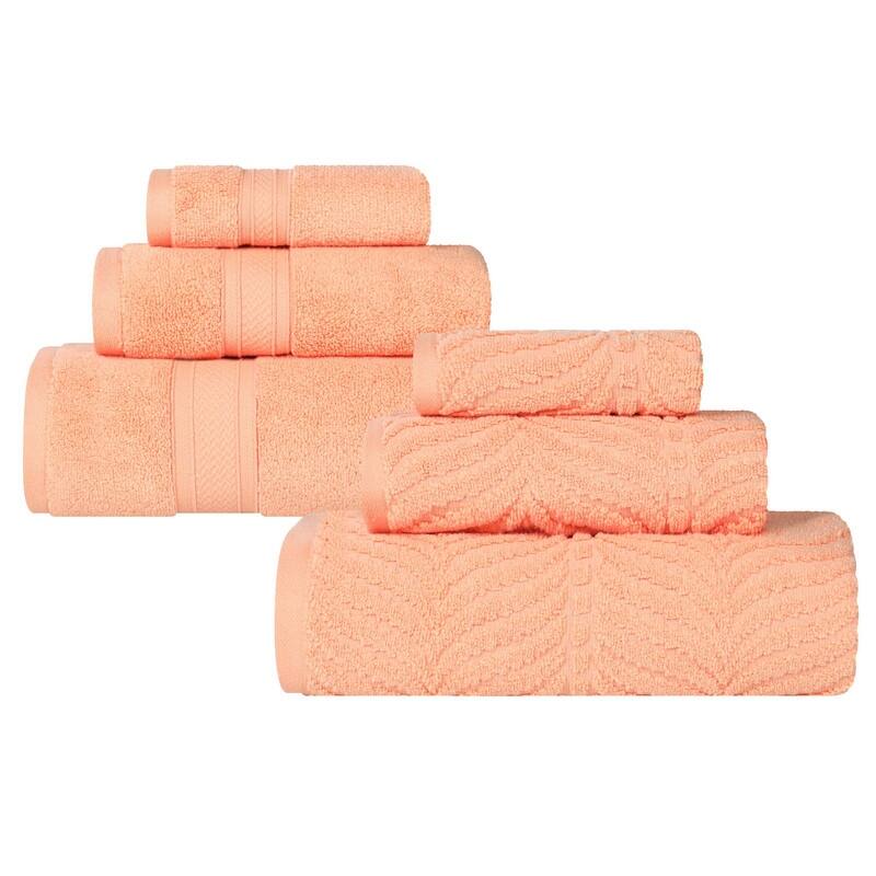 Superior Chevron Zero Twist Solid and Jacquard Cotton 6 Piece Towel Set
