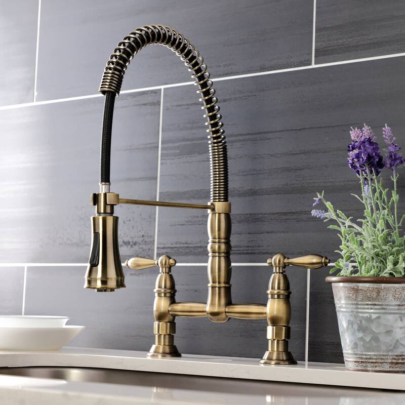 Kingston Brass Heritage 1.8 GPM Widespread Bridge Pull Down Kitchen