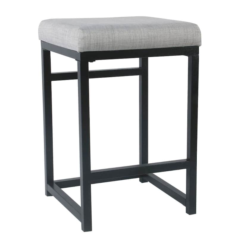 Open Back Metal Counter Stool with Fabric Upholstered Padded Seat - 24 H x 16 W x 16 L Inches