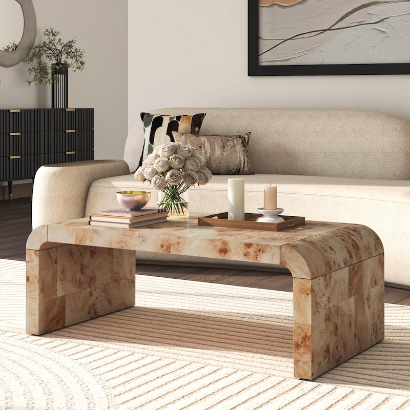 NPD Furniture Adriel Burl Wood Coffee Table - Natural Burl