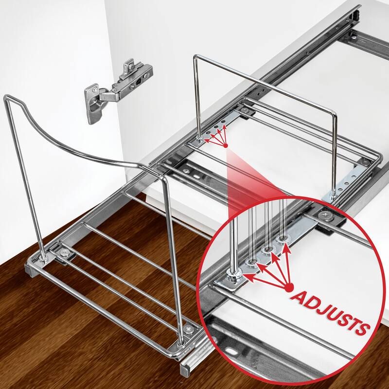 LYNK PROFESSIONAL® Pull Out Trash Can Under Cabinet - Under Sink Trash Can Storage (Trash Can Not Included) - Chrome