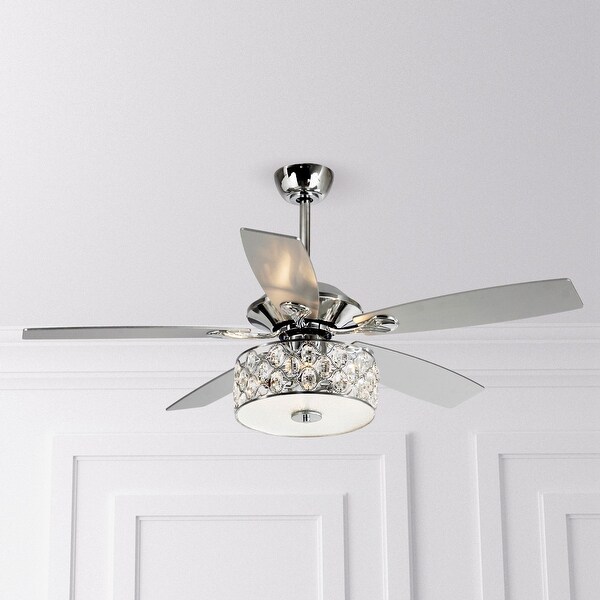 Details about   Black 4-light Chandelier Crystal 5-blade Ceiling Fan With Remote 52-inch 