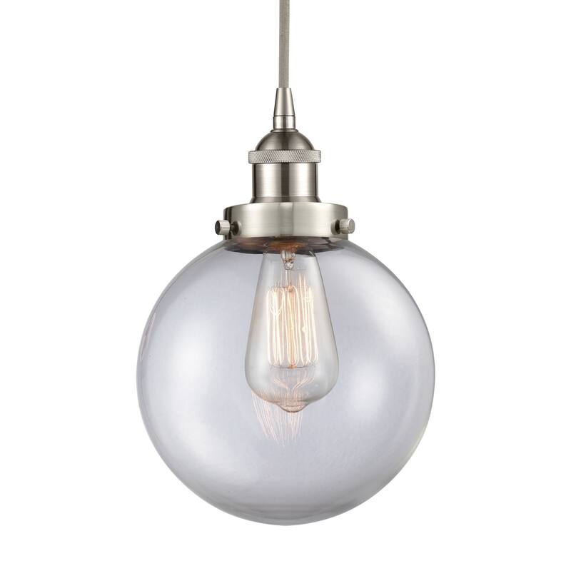Innovations Lighting 616-1PH-12-8 Beacon Pendant Beacon 8" Wide Mini - Brushed Satin Nickel / Clear
