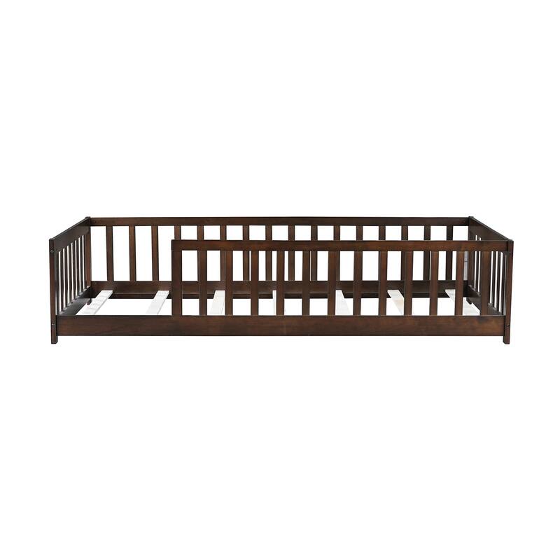 Twin Floor Platform Bed with Fence without Door