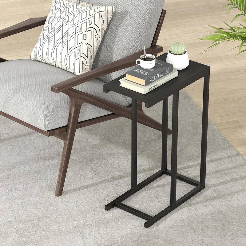 C Shaped End Table Small Side Table Industrial TV Tray Tables