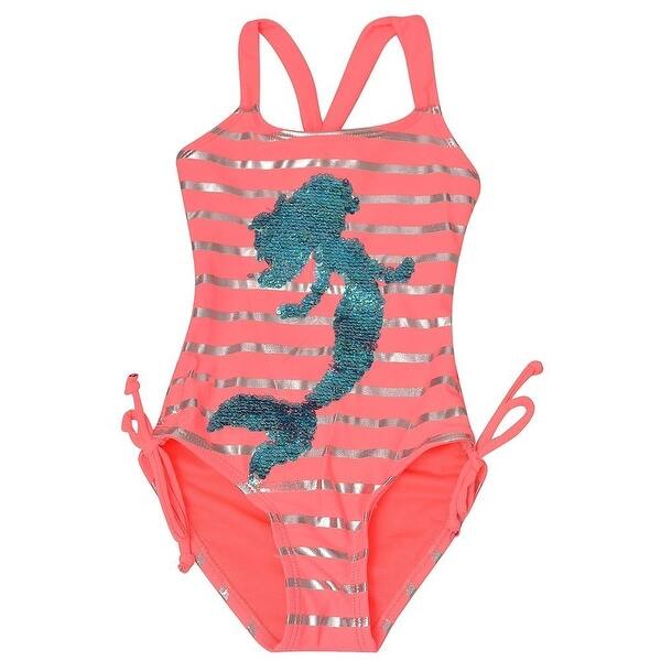 Shop Little Girls Coral Reversible Sequin Mermaid Applique One