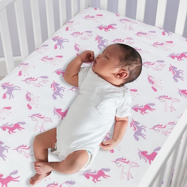 pink unicorn crib bedding