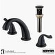 preview thumbnail 19 of 24, Karran Fulham Three Hole Two Handle Widespread Bathroom Faucet with Matching Pop-up Drain Matte Black
