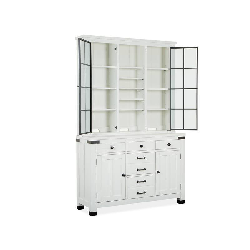 Magnussen Home Harper Springs Silo White Server With Hutch - 54''W x 18''D x 86.5''H