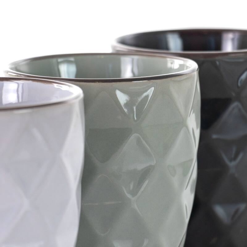 Argyle Texture 1.5 Cup Mug 6 Piece Set with Holder