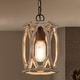 preview thumbnail 13 of 14, Clovy Farmhouse 1-Light Wood Lantern Pendant Lights for Kitchen Island - D6"x H 69"