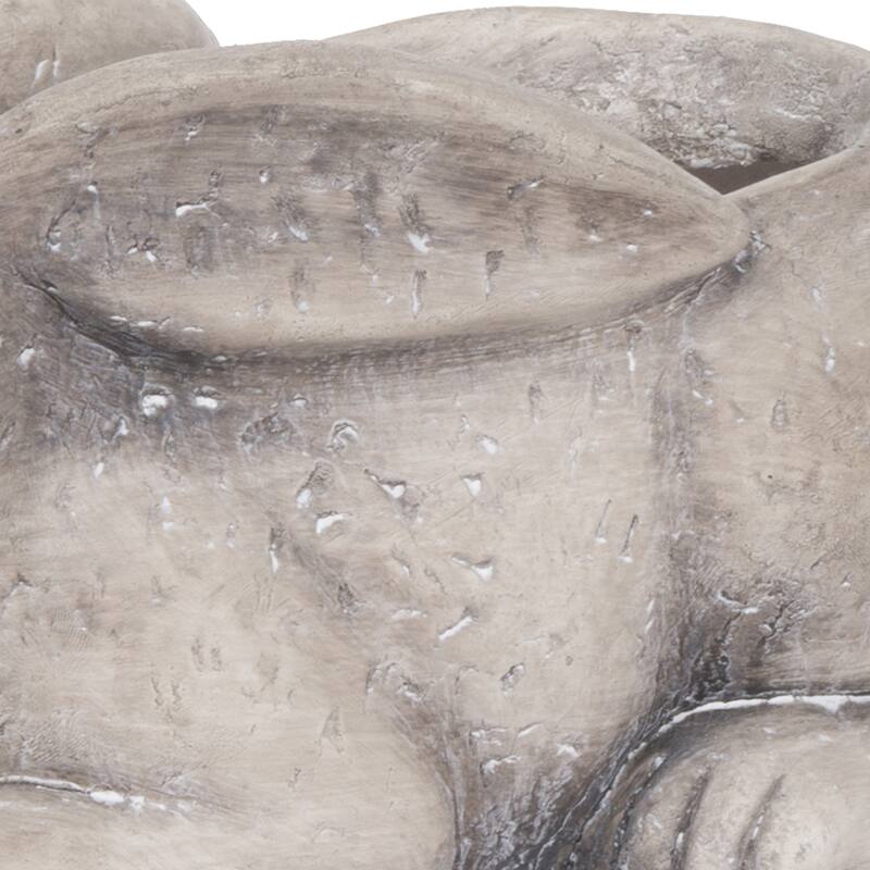 Antique Styled Raw Textured Polyresin Ideal Rabbit Planter, Medium, Gray