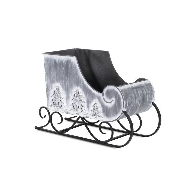 Gray Galvanized Metal Holiday Sleigh Display Piece