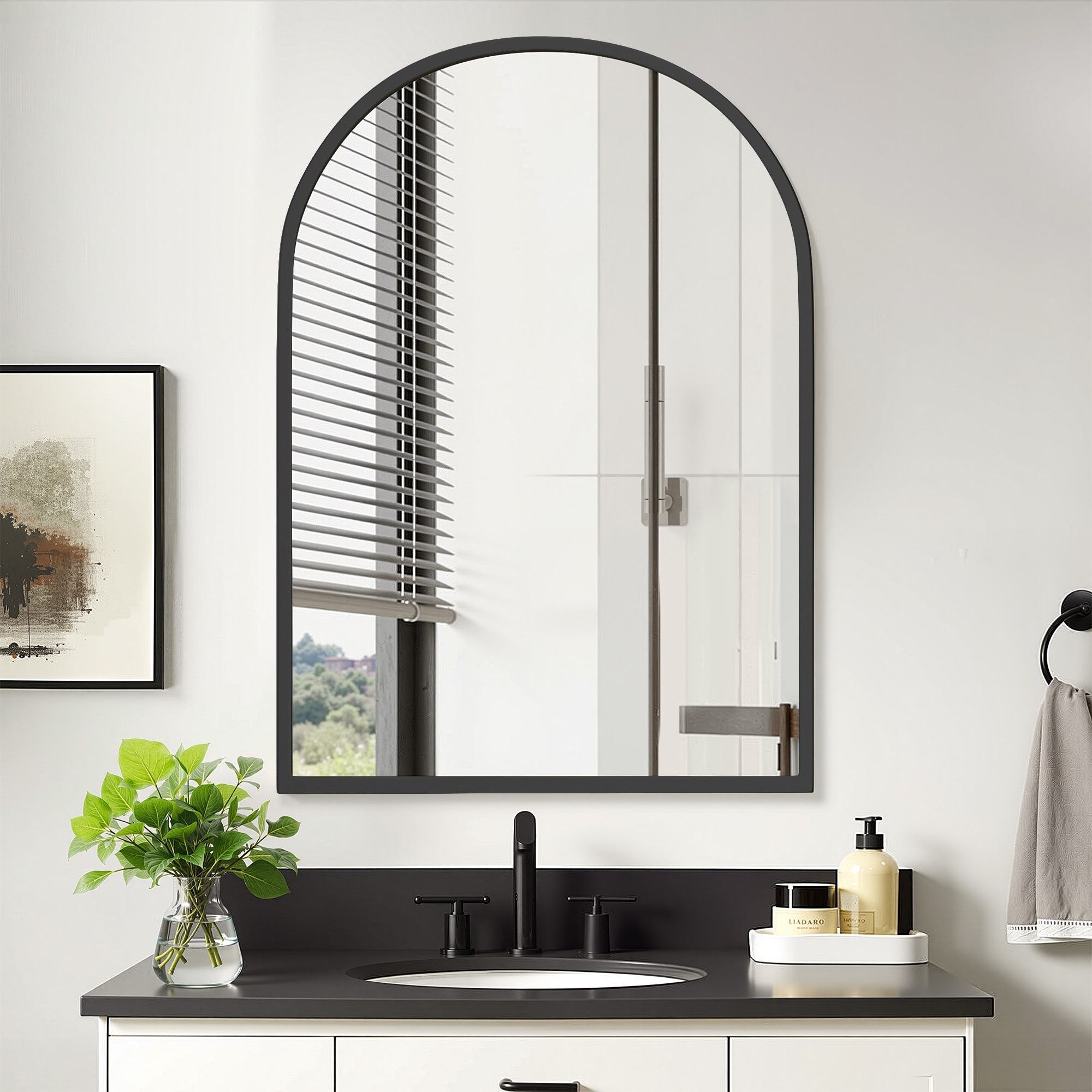 Arched Bathroom Medicine Cabinet with Mirror Metal Framed Wall Mounted Recessed Cabinets for Bathroom Vanity