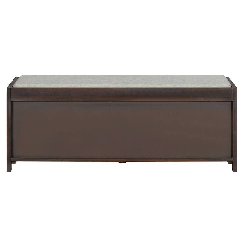 Shoe Storage Bench Entryway Bench with Cushion, Sliding Door