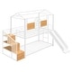 preview thumbnail 7 of 11, White House-shaped Metal Bunk Bed wHouse Roof Frame, Twin Over Twin Bed, Storage Stair, Slide for Teens Children Playhouse Bed