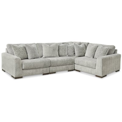 Signature Design by Ashley Regent Park Pewter 4-Piece Sectional - 132"W x 93"D x 39"H