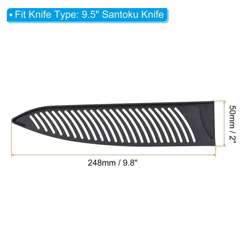 2Pcs PP Kitchen Knife Sheath Cover Sleeves for 9.5" Chef Knife, Black - 2 Pack