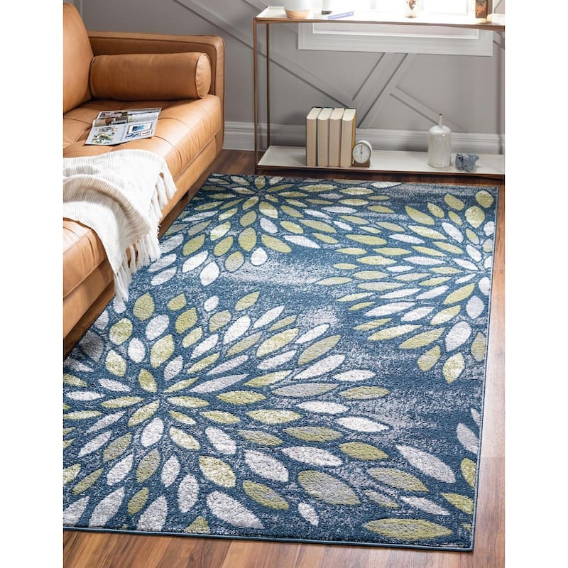 Contemporary Synnove Collection Area Rug - 5' Round - Navy Blue