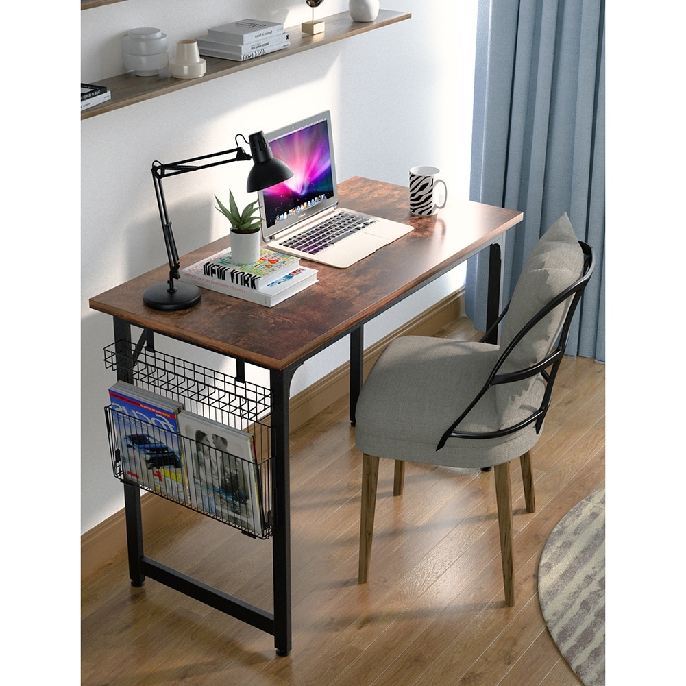 Computer Desk with Drawer Home Office Desks 48 inch Writing Desk Work Desk PC Table Study Desk with 2 Tiers Drawers Storage Shelf Headphone Hook