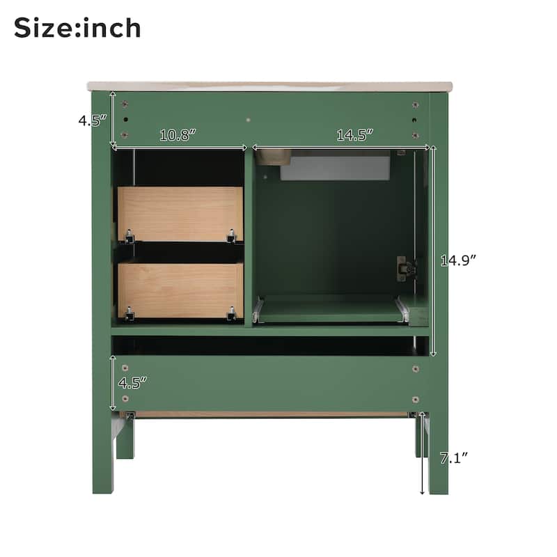GDFStudio - Orion Wood & Ceramic 30" Bathroom Vanity Cabinet with Sink & Storage