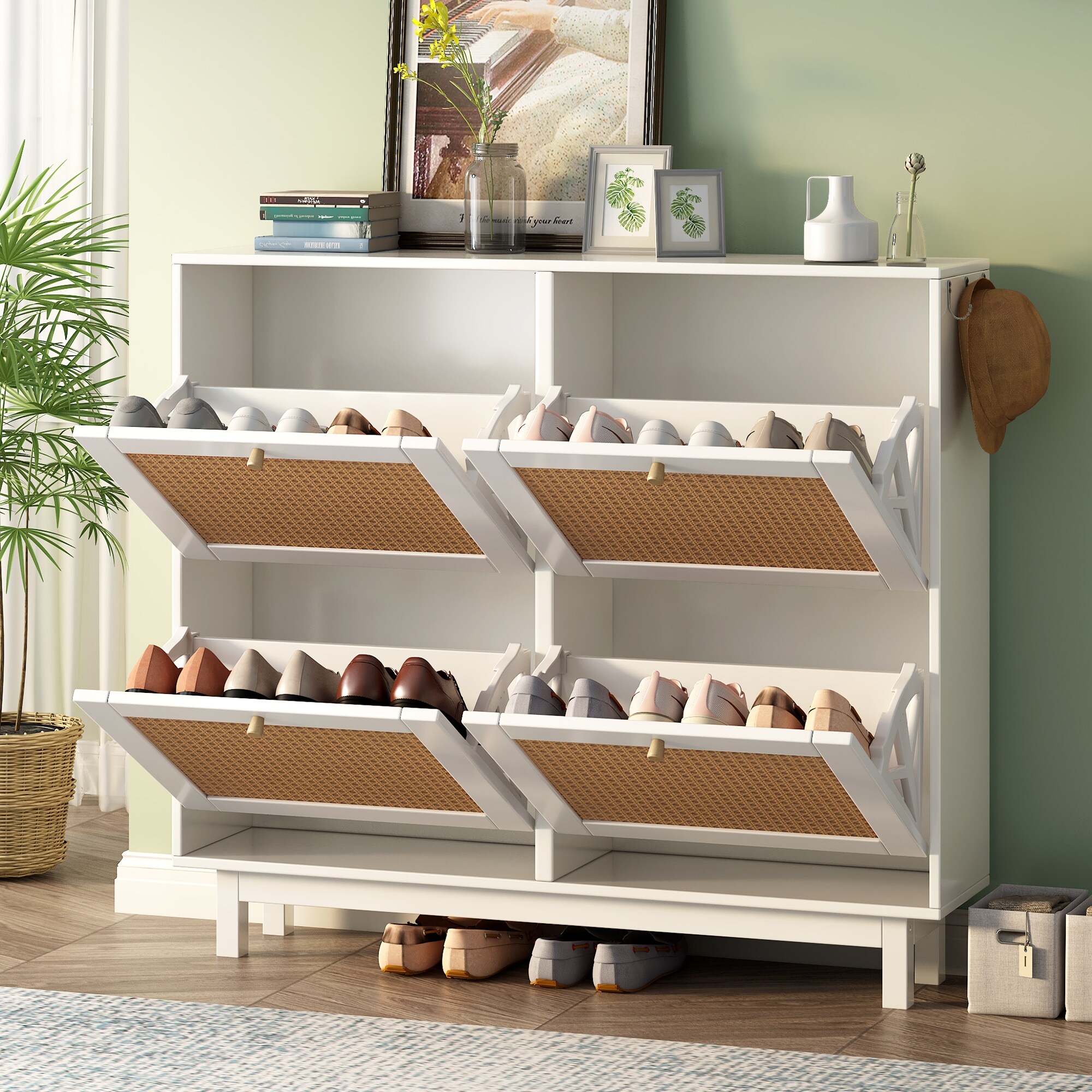 2 tier outlet shoe cabinet