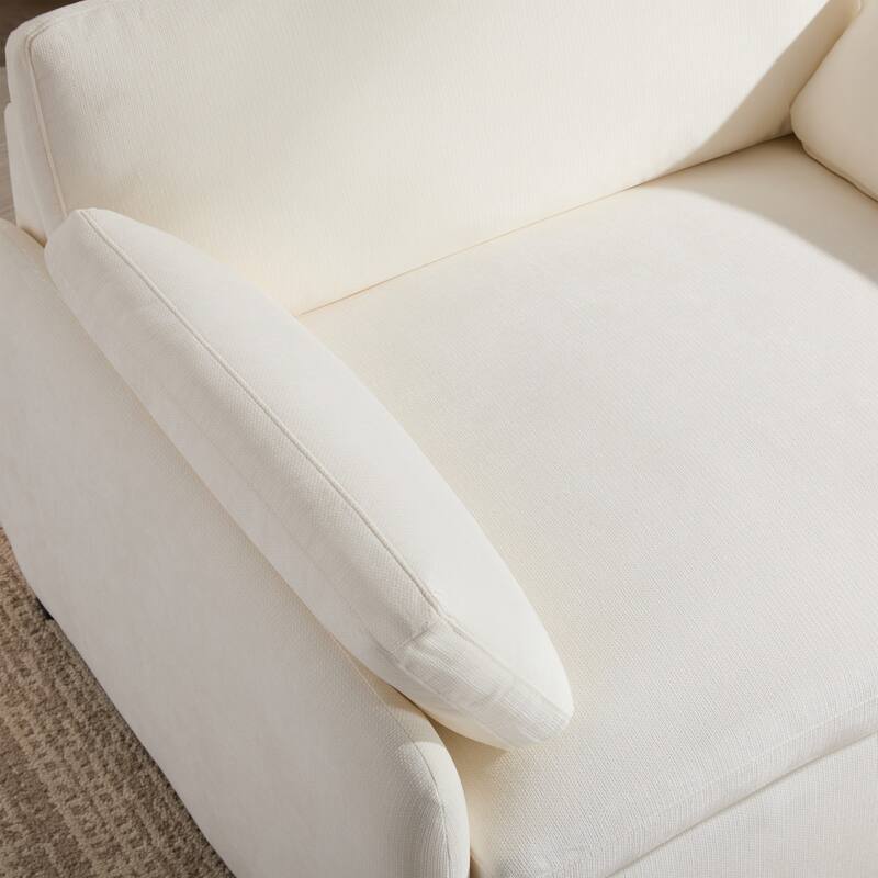 Oversized Chenille Single Sofa Chair – Wide and Deep Seat Accent Chair with Throw Pillows by Harper&Bright Designs