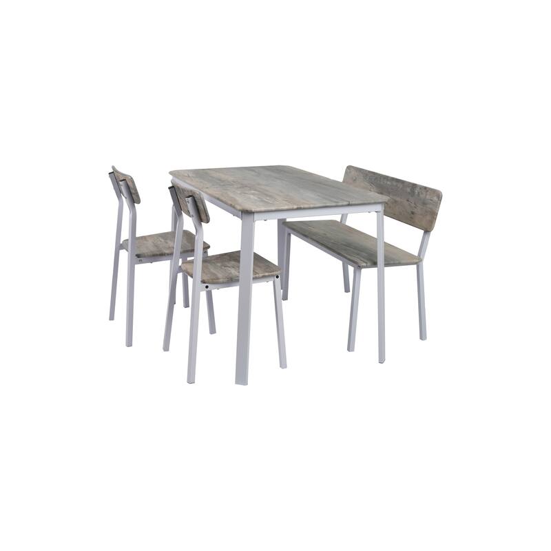 Rustic Elegance 4-Piece Dining Table Set - Grey and White Charm, Space-Saving Design