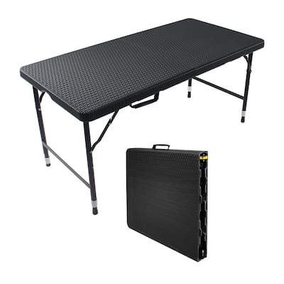Rattan Folding Table for Indoor&Outdoor,Portable Foldable Table Rattan Plaited