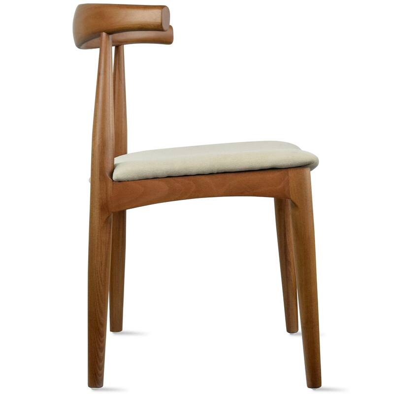 Set of 2 Kennedy Elbow Chairs Farmhouse Wooden Dining Chairs With PU Leather Or Fabric Cushion Seat, Modern Accent Side Chairs