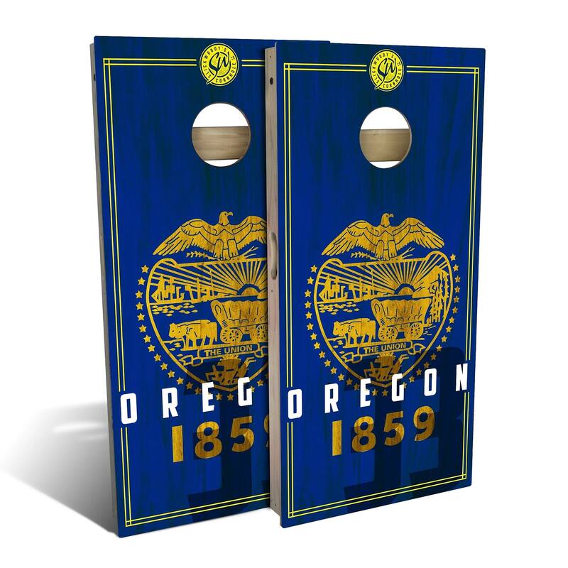 Oregon State Flag 2.0 Outdoor Cornhole Board Set - Backyard 2x4 - NO Accessories