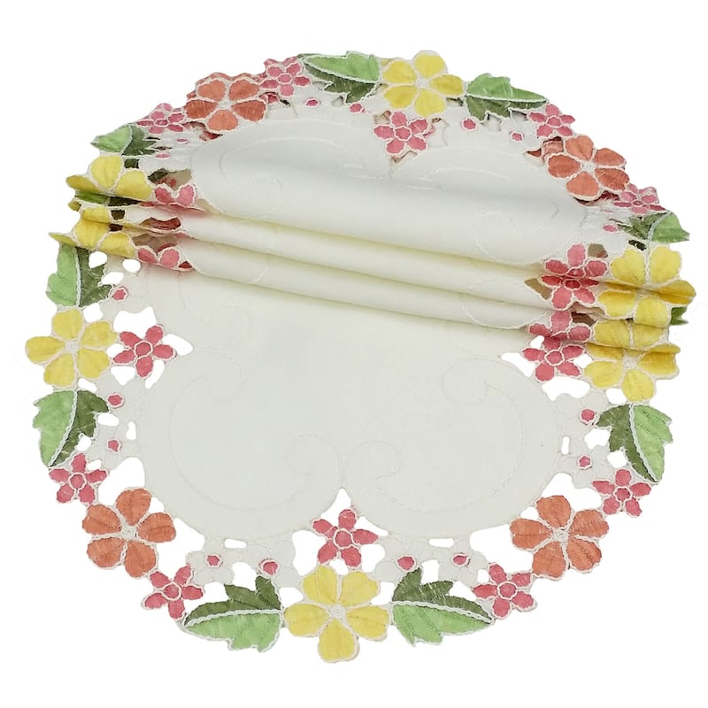Fancy Flowers-12Rnd-Doilies-Set of 4 - 1200 - Pink